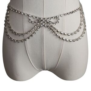 Elegant Silver Rhinestone Body Chain